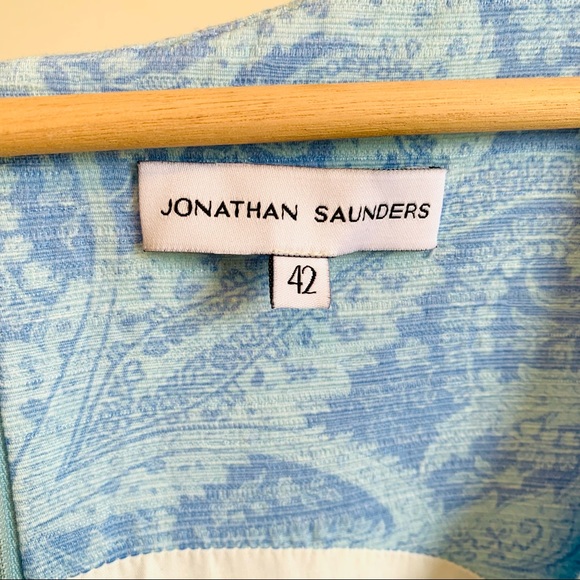 Jonathan Saunders Dress Yellow Blue Waisted Mid-line Length Pockets Size… - Picture 9 of 13